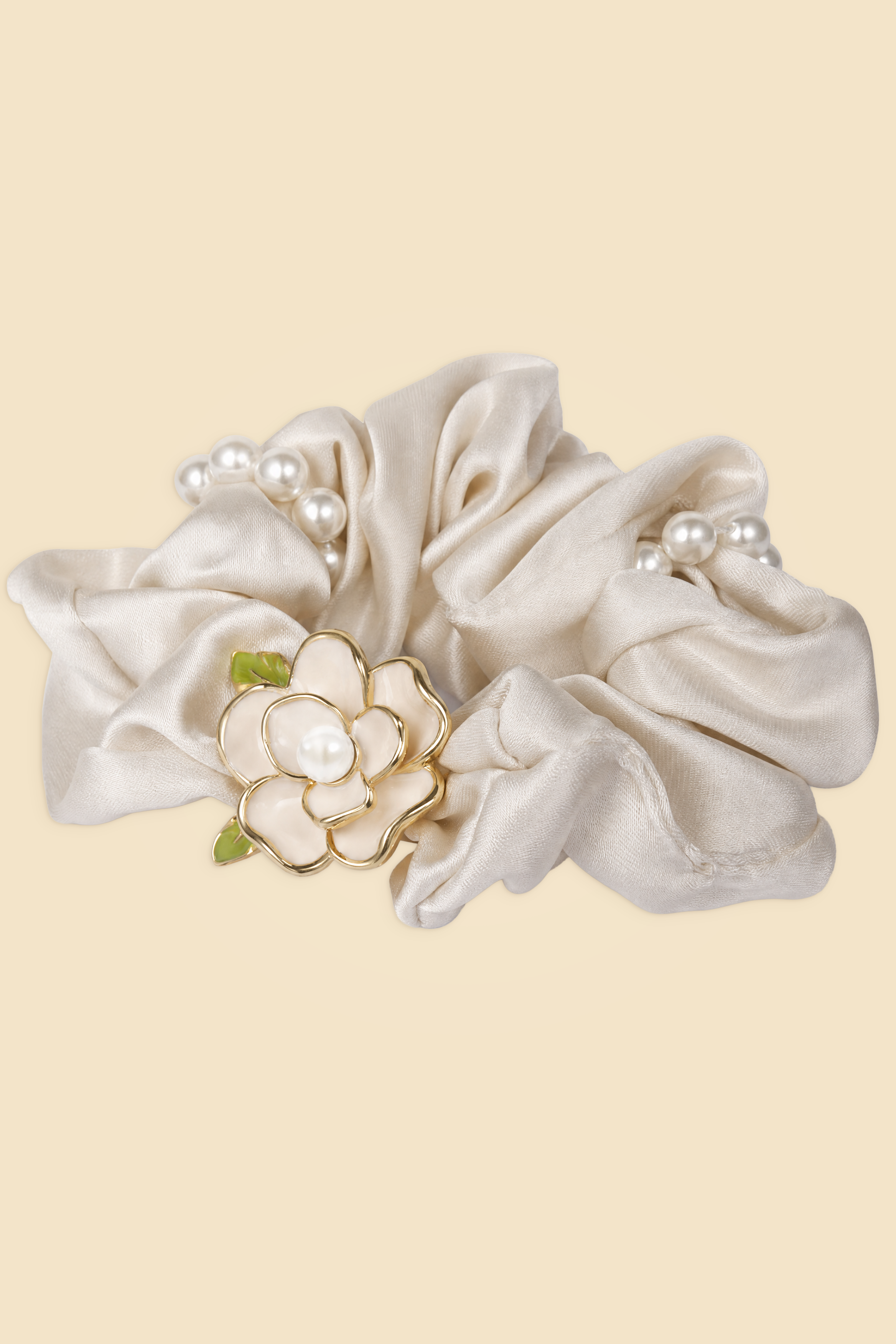 Ivory Camellia Scrunchie
