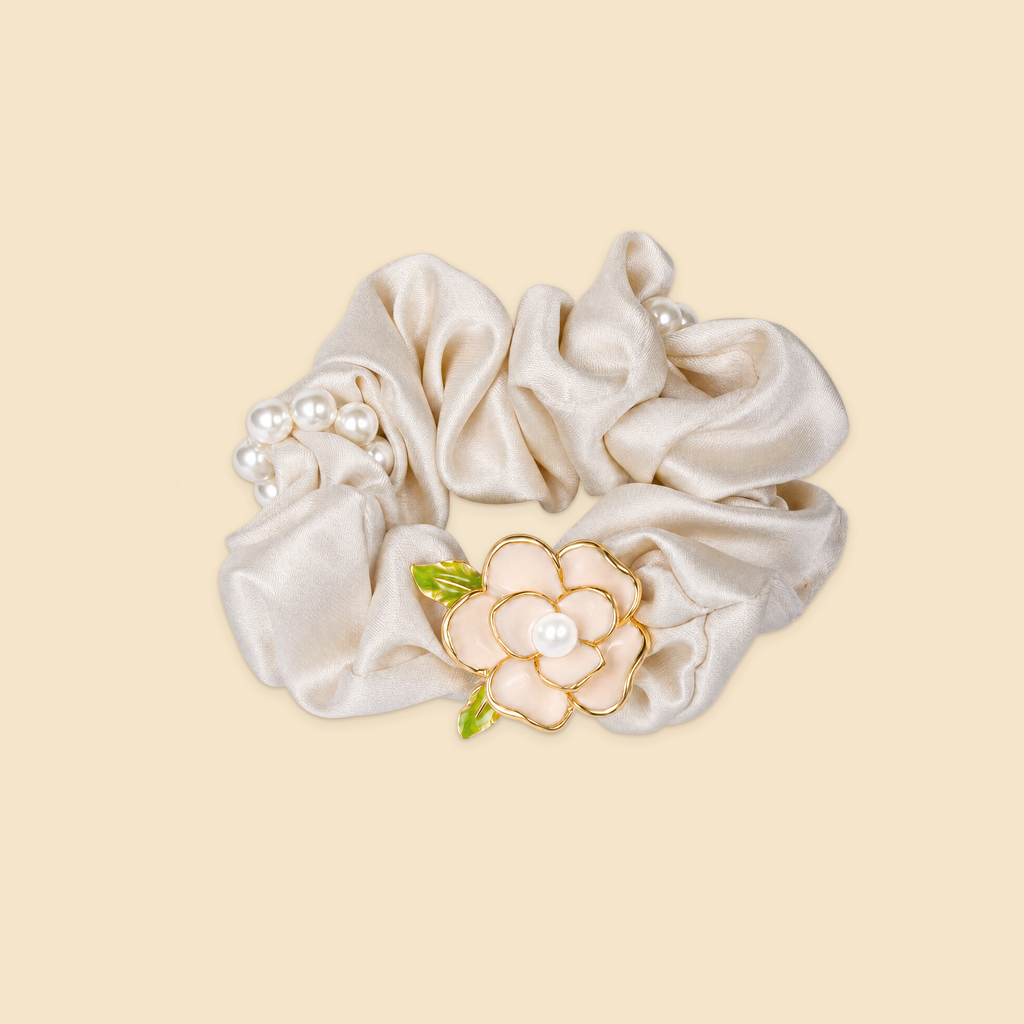 Ivory Camellia Scrunchie