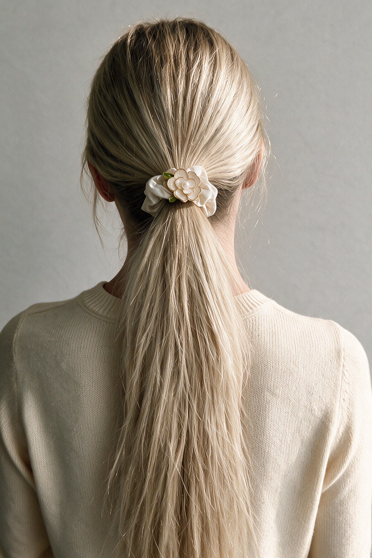 Ivory Camellia Scrunchie
