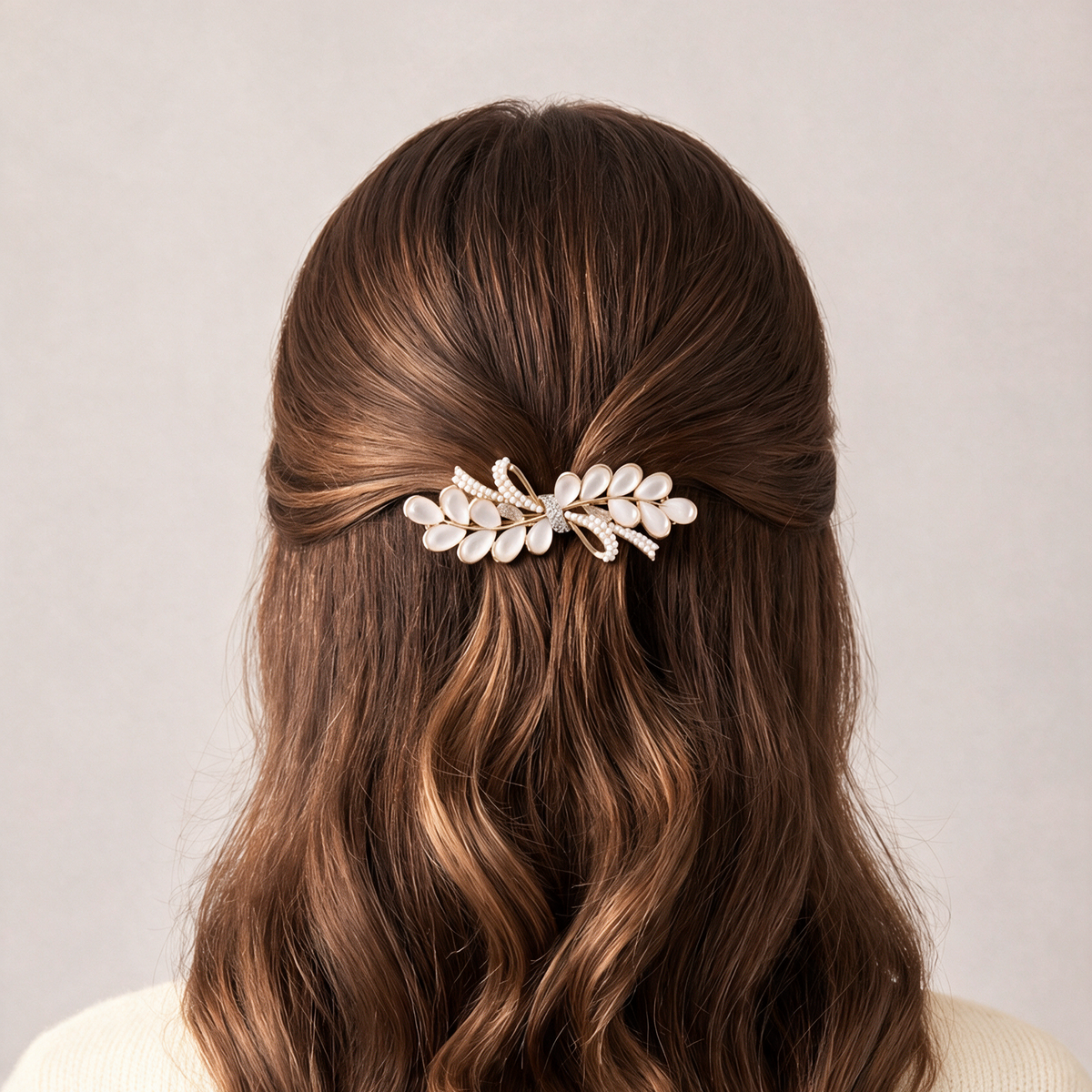 Laurel Bow Barrette worn