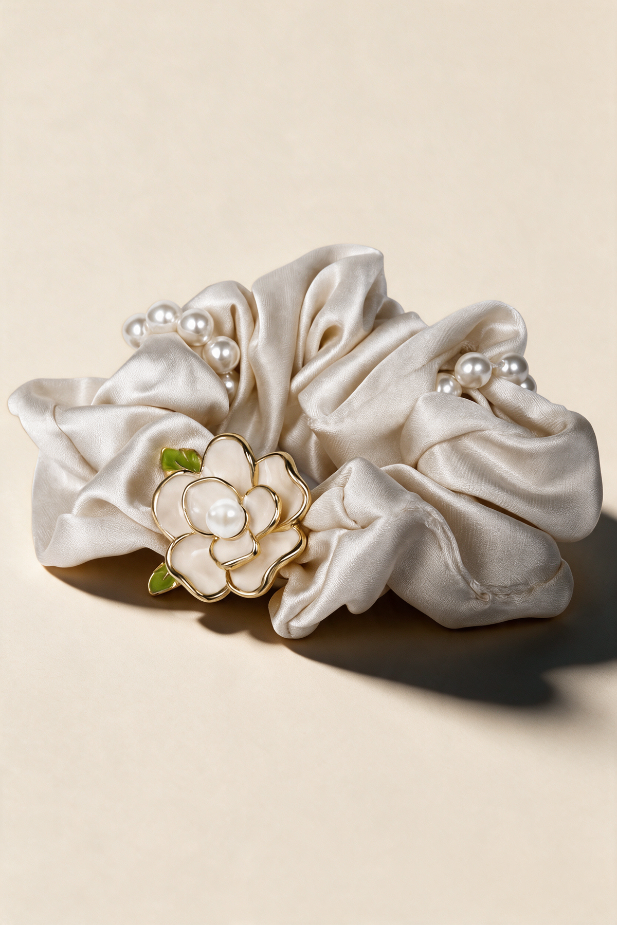 Ivory Camellia Scrunchie